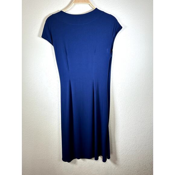 Tommy Bahama Carmela Dress Women’s Large Navy NWT Crossover Front Midi - Picture 2 of 9